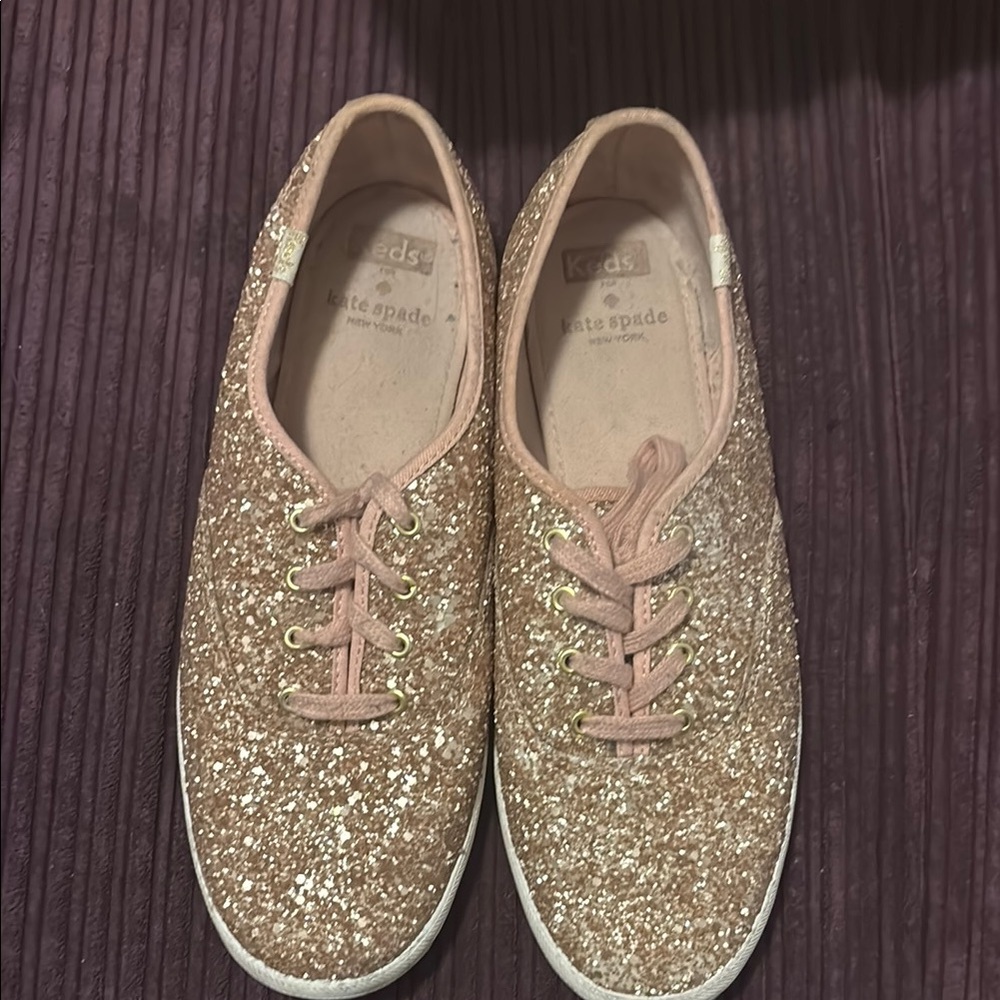Kate Spade Glitter Sneakers - Gold and Pink